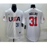 Men's USA Baseball #31 Cedric Mullins Number 2023 White World Classic Stitched Jerseys