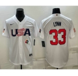Men's USA Baseball #33 Lance Lynn 2023 White World Baseball Classic Stitched Jerseys