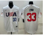Men's USA Baseball #33 Lance Lynn Number 2023 White World Baseball Classic Stitched Jersey