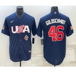 Men's USA Baseball #46 Paul Goldschmidt 2023 Navy World Baseball Classic Stitched Jerseys