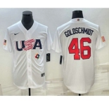 Men's USA Baseball #46 Paul Goldschmidt 2023 White World Baseball Classic Stitched Jersey