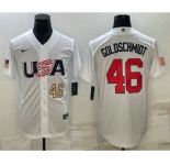 Mens USA Baseball #46 Paul Goldschmidt Number 2023 White World Baseball Classic Stitched Jersey