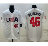 Men's USA Baseball #46 Paul Goldschmidt Number 2023 White World Baseball Classic Stitched Jerseys