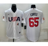 Men's USA Baseball #65 Nestor Cortes 2023 White World Classic Stitched Jerseys