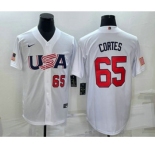 Mens USA Baseball #65 Nestor Cortes Number 2023 White World Classic Stitched Jersey