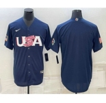 Men's USA Baseball Blank 2023 Navy World Baseball Classic Stitched Jersey