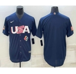 Men's USA Baseball Blank 2023 Navy World Baseball Classic Stitched Jerseys