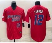 Men's Puerto Rico Baseball #12 Francisco Lindor Number 2023 Red World Baseball Classic Stitched Jerseys