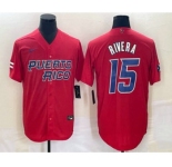Men's Puerto Rico Baseball #15 Emmanuel Rivera 2023 Red World Classic With Patch Stitched Jersey