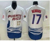Men's Puerto Rico Baseball #17 Jose Berrios Number 2023 White World Baseball Classic Stitched Jersey
