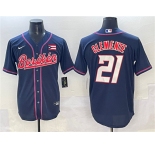 Men's Puerto Rico Baseball #21 Roberto Clemente Navy 2023 World Baseball Classic Stitched Jersey