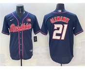 Men's Puerto Rico Baseball #21 Roberto Clemente Navy 2023 World Baseball Classic Stitched Jersey
