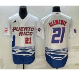 Men's Puerto Rico Baseball #21 Roberto Clemente Number 2023 White World Baseball Classic Stitched Jerseys