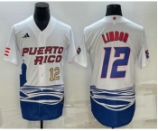 Men's Puerto Rico Baseball #23 Francisco Lindor Number White 2023 World Baseball Classic Stitched Jerseys
