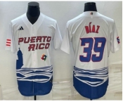 Men's Puerto Rico Baseball #39 Edwin Diaz 2023 White World Baseball Classic Stitched Jerseys