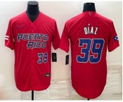 Men's Puerto Rico Baseball #39 Edwin Diaz Number 2023 Red World Baseball Classic Stitched Jersey