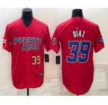 Men's Puerto Rico Baseball #39 Edwin Diaz Number 2023 Red World Baseball Classic Stitched Jerseys