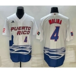 Men's Puerto Rico Baseball #4 Carlos Correa Number 2023 White World Baseball Classic Stitched Jersey