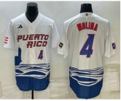 Men's Puerto Rico Baseball #4 Carlos Correa Number 2023 White World Baseball Classic Stitched Jersey