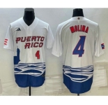 Men's Puerto Rico Baseball #4 Carlos Correa Number 2023 White World Baseball Classic Stitched Jerseys