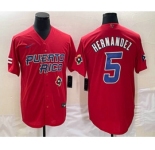 Men's Puerto Rico Baseball #5 Enrique Hernandez 2023 Red World Classic Stitched Jersey
