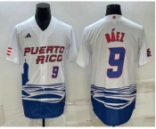 Men's Puerto Rico Baseball #9 Javier Baez Number White 2023 World Baseball Classic Stitched Jersey