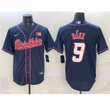 Men's Puerto Rico Baseball #9 Javier Báez Navy 2023 World Baseball Classic Stitched Jersey