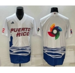 Men's Puerto Rico Baseball Big Logo White 2023 World Baseball Classic Stitched Jersey