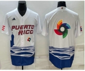 Men's Puerto Rico Baseball Big Logo White 2023 World Baseball Classic Stitched Jerseys