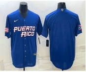 Men's Puerto Rico Baseball Blank 2023 Royal World With Patch Classic Stitched Jersey