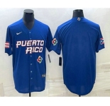 Men's Puerto Rico Baseball Blank 2023 Royal World With Patch Classic Stitched Jerseys