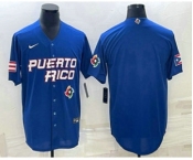 Men's Puerto Rico Baseball Blank 2023 Royal World With Patch Classic Stitched Jerseys