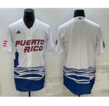 Men's Puerto Rico Baseball Blank White 2023 World Baseball Classic Stitched Jerseys
