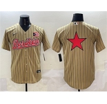 Men's Puerto Rico Baseball Tan 2023 World Baseball Classic Team Big Logo Stitched Jersey