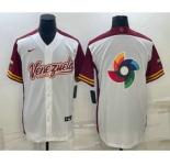 Men's Venezuela Baseball 2023 White World Big Logo With Patch Classic Stitched Jerseys
