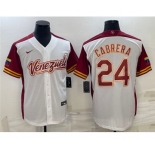 Men's Venezuela Baseball #24 Miguel Cabrera 2023 White World Baseball Classic Stitched Jersey