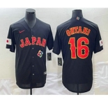 Men's Japan Baseball #16 Shohei Ohtani 2023 Black World Classic Stitched Jerseys