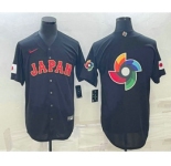 Men's Japan Baseball 2023 Black World Big Logo With Patch Classic Stitched Jersey