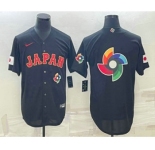 Men's Japan Baseball 2023 Black World Big Logo With Patch Classic Stitched Jerseys