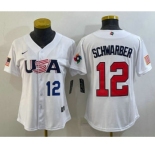 Womens USA Baseball #12 Kyle Schwarber Number 2023 White World Classic Stitched Jersey
