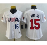 Womens USA Baseball #15 Bobby Witt Jr Number 2023 White World Classic Replica Stitched Jersey