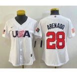 Women's USA Baseball #28 Nolan Arenado 2023 White World Classic Replica Stitched Jerseys