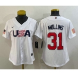 Women's USA Baseball #31 Cedric Mullins 2023 White World Classic Stitched Jersey