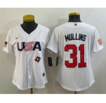 Women's USA Baseball #31 Cedric Mullins 2023 White World Classic Stitched Jerseys