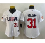 Womens USA Baseball #31 Cedric Mullins Number 2023 White World Classic Stitched Jersey