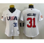 Women's USA Baseball #31 Cedric Mullins Number 2023 White World Classic Stitched Jerseys