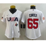 Women's USA Baseball #65 Nestor Cortes 2023 White World Classic Stitched Jerseys