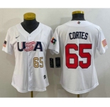 Womens USA Baseball #65 Nestor Cortes Number 2023 White World Classic Stitched Jersey