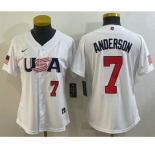 Women's USA Baseball #7 Tim Anderson Number 2023 White World Classic Stitched Jersey