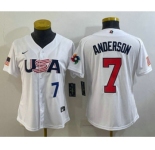Women's USA Baseball #7 Tim Anderson Number 2023 White World Classic Stitched Jerseys